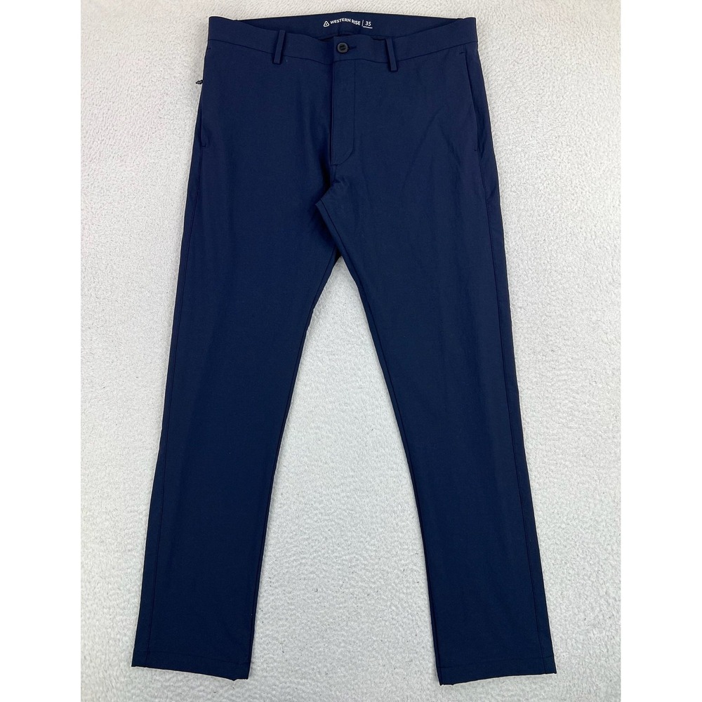 Western Rise Pants Mens 35x32 Blue Evolution Chino Slim Fit Travel Stretch